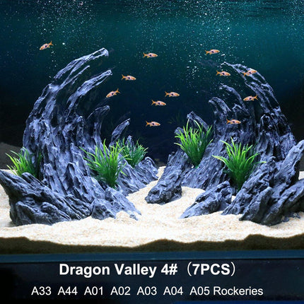 Aquarium Resin Dragon Stone Rock Decorative Ornaments Fish Tank Landscape