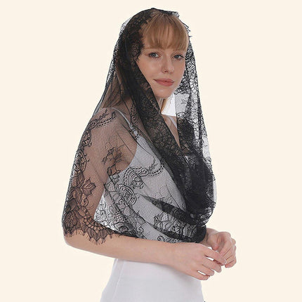 4PCS Women Ladies Lace Floral Head Scarf Summer Shawl Breathable