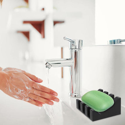 2PCS Silicone Soap Dish Holder Set Non-Slip Draining Soap Box Washable Pad Tray