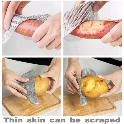 10PCS Double Layer Dishcloth Non-stick Oil Kitchen Cleaning Cloth Metal Fiber