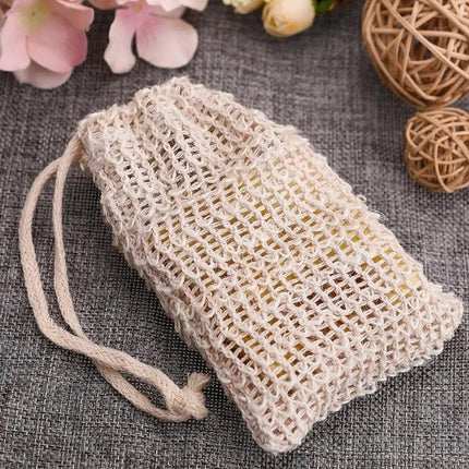 50PCS Soap Exfoliating Bags Cotton Linen Foaming Soap Saver Bag Pouch Drawstring