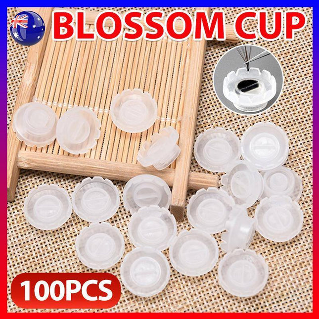 100X Eyelashes Glue Holder Blossom Cup Ring Eyelash Extension Adhesive Stand NEW - Aimall