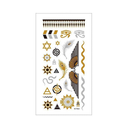 Women Lady Metallic gold silver color boho arm Body Temporary Tattoo Sticker Art - Aimall