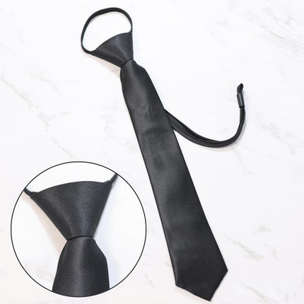 Students' Formal School Uniforms Knot-free Ties Black Plaid Jk Zipper Ties Rope Belts - Aimall