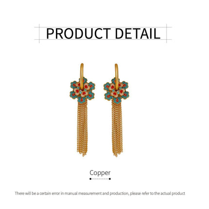 New Chinese Tassel Heart Flower Earrings Women Elegant Dangle Drop Fashion