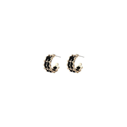 Vintage Black Stud Earrings Women Retro Style Dripping Oil Fashion Jewelry