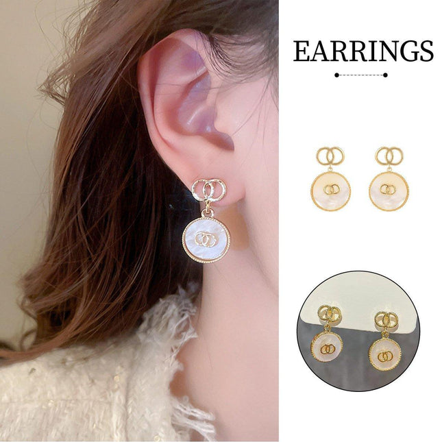French Retro Vintage Pearl Earrings Hollow Circle High-end Needle Design