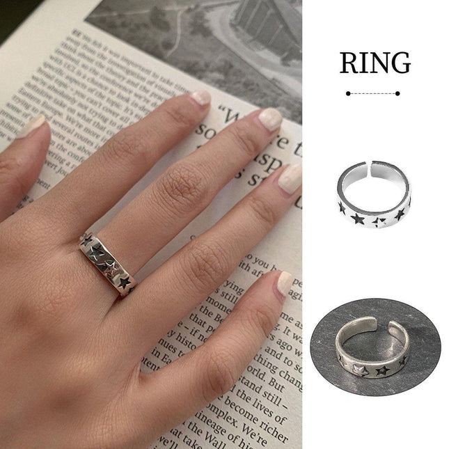 Adjustable Simple Ring Stacked 5-pointed Star Jewelry Fashion Unisex Design