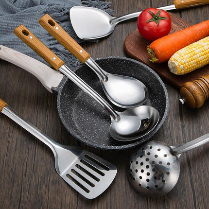 5pcs Stainless Steel Spatula Soup Spoon Kitchenware Set for Household Cooking
