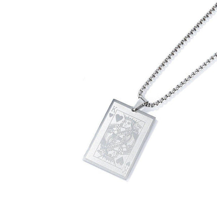 King of Hearts Poker Necklace Stainless Steel Pendant for Men Fashion Jewelry