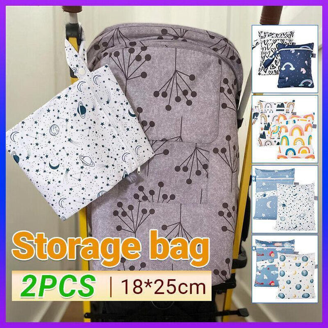 2Pcs/Set 18 X 25Cm Small Waterproof Wet Bag Stroller Hanging Organizer Bag - Aimall