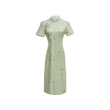 Women Chinese Traditional Cheongsam Lace Embroidered Qipao Evening Dress Elegant - Aimall