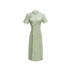 Women Chinese Traditional Cheongsam Lace Embroidered Qipao Evening Dress Elegant - Aimall