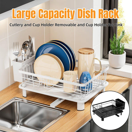 Multifunctional Dish Rack Sink Drain Tray Cutlery Storage Organizer Bowl Holder