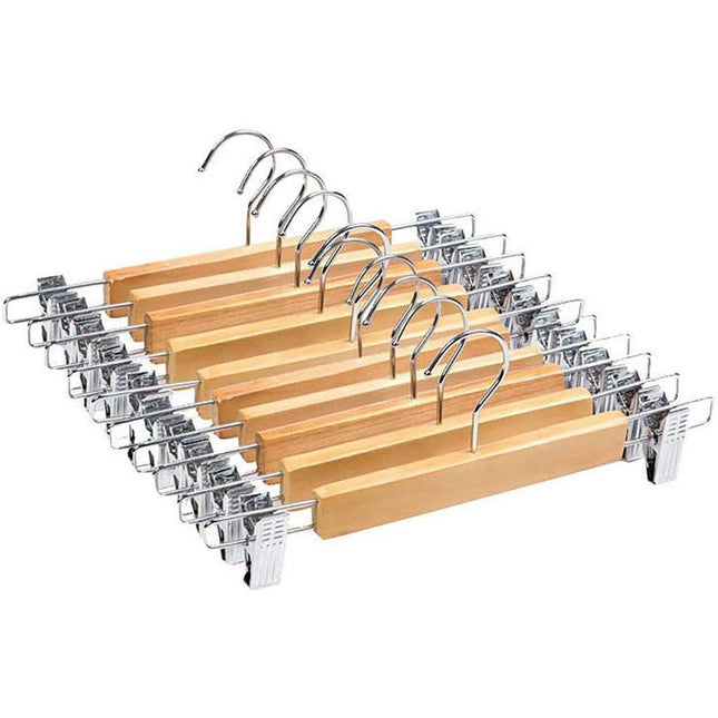 10pcs Multifunctional Trouser Hanger with Clips Skirt Pants Clip Hangers Home
