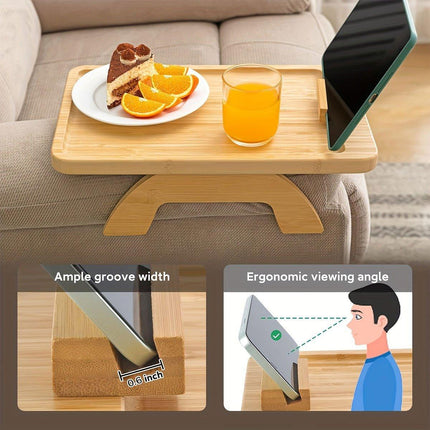 Wooden Lazy Sofa Tray Rotating With Mobile Phone Tablet Holder Plate Breakfast Snack Foldable