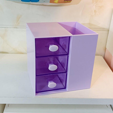 2IN1 Pumping Pen Container Storage Box Cosmetic Drawer Office Organizer Box