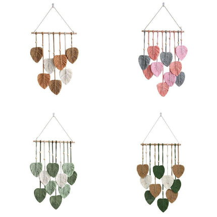 Handmade Braided Cotton Rope Leaves Wall Hanging Home Decoration Ornament