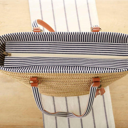 Simple Fashion Woven Straw Bag Beach Tote Bag Summer Handbag for Women Travel