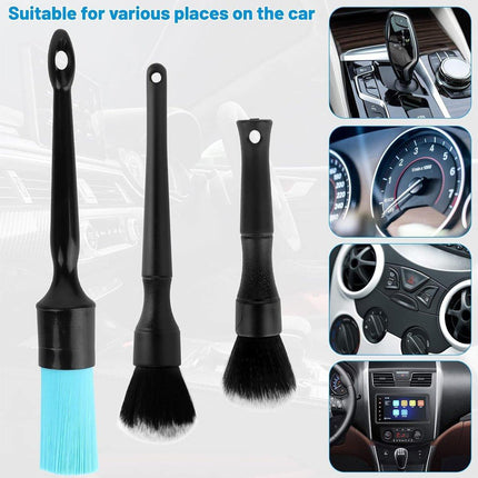 3PCS Car Cleaning Brush Car Detailing Brushes Kit For Dashboard Air Conditioner
