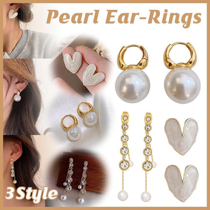 Golden Pearl Stud Earrings For Women Wedding Jewelry Perfect Gift High Style - Aimall