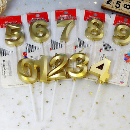 Classic Number Candles Individually Packed With Stand Birthday Make Up Ur Number Gold - Aimall