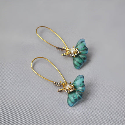 Fashion Vintage Green Fluttering Butterfly Earrings Elegant Jewelry for Women