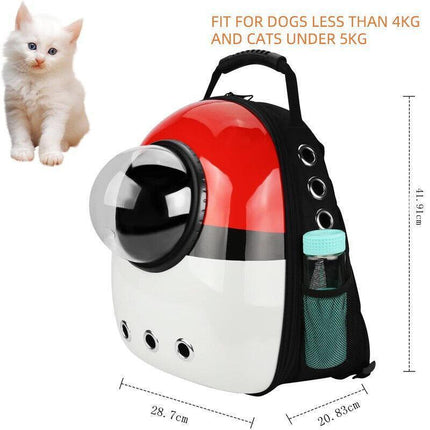 Dog backpack carrier with transparent space design for cats and dogs.