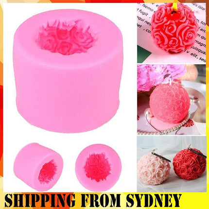 3D Silicone Candle Mold Rose Ball Aromatherapy Candle Soap Mould Craft Baking - Aimall