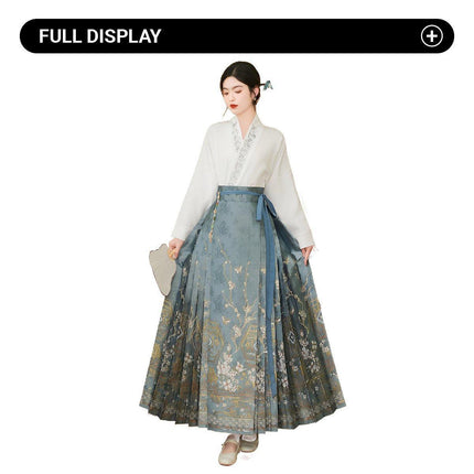 Spring Autumn Hanfu for Women Chinese Style Daily Wear Improved Horse Skirt