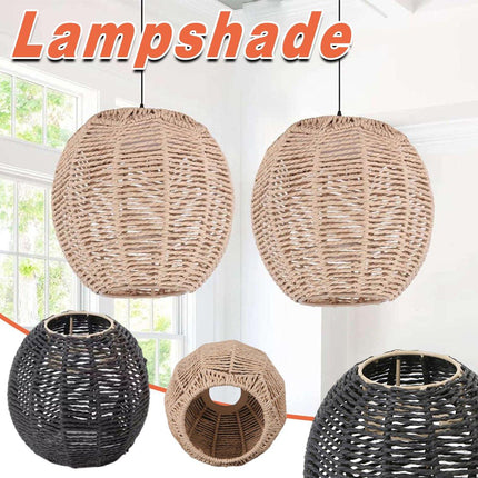 Simulated Rattan Ceiling Light Cover Handmade Rustic Woven Lamp Shade Decor
