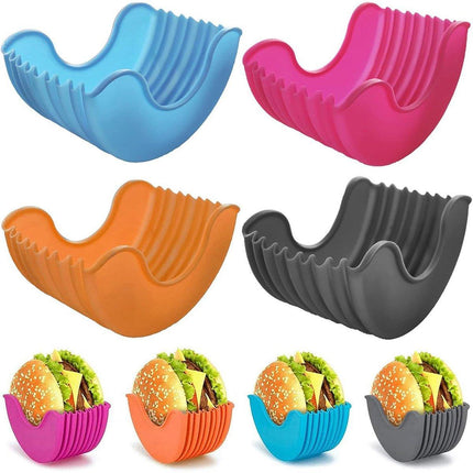 4PCS Hamburger Silicone Holder Sandwich Storage Rack Reusable Burger Fixed Box
