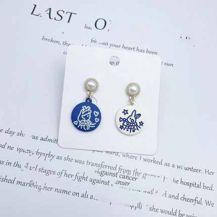 Cute Cartoon Asymmetrical Stud Earrings Fun Fashion Jewelry for Daily Outfits