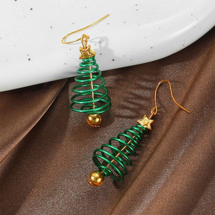Festive Green Christmas Tree Earrings Holiday Jewelry for Women Gift Accessory