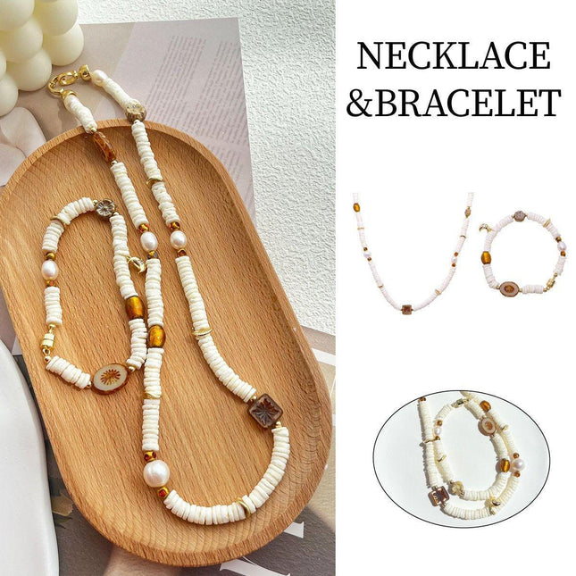 Pepe Wheel Pearl Necklace And Bracelet Set Elegant Jewelry For Women Fashion