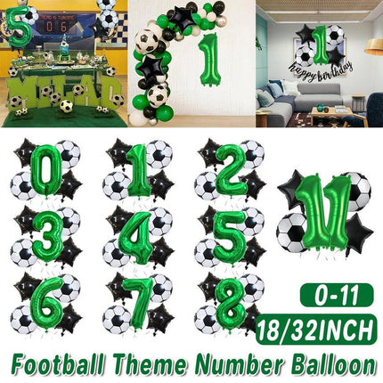 32 Inch Green Soccer Balloons 5 Pieces Set World Cup Birthday Party Decoration