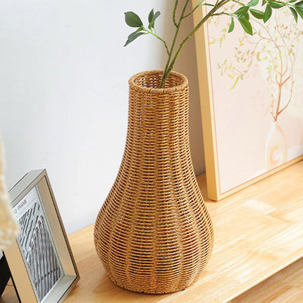 Imitation Rattan Woven Vase Decorative Flower Vase Arrangement for Home Decor
