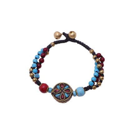 Ethnic Style Handmade Bracelet Color Stone Sky Bead Fashion Round Bead Bracelet