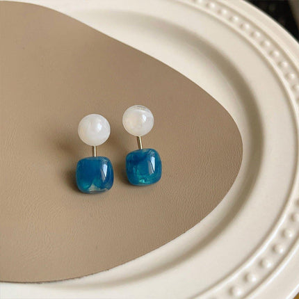 Small Fresh Blue Oil Earrings Retro Fashion Temperament Silver Needle Jewellery