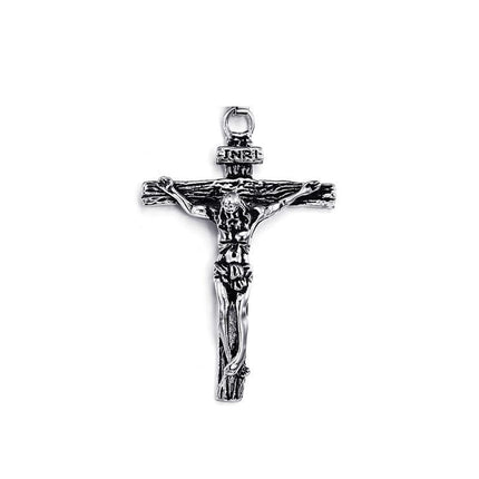 Men Stainless Steel Gold Silver Black Jesus Crucifix Pendant Chain Necklace Silver - Aimall