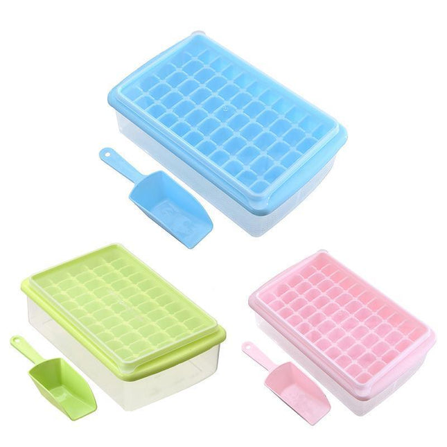 55 Grids Ice Cube Tray Mould With Lid And Storage Box Scoop Set Maker Ice Cube - Aimall