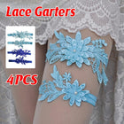 4pcs Blue Lace Garter Set Elegant Leg Loop Garters for Women Bridal Accessories