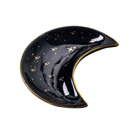 Moon Shaped Decorative Plate Fruit Tray Jewelry Storage Rack Dip Saucer for Home
