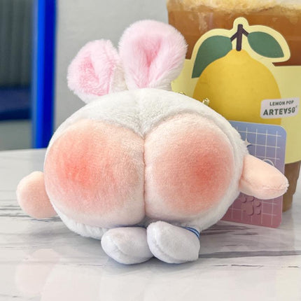 Honey Peach Butt Keychain Rabbit Ears Pendant Toy Bag Decor Plush Doll Key Ring - Aimall