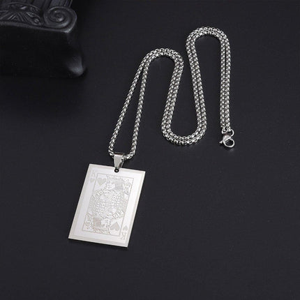 King of Hearts Poker Necklace Stainless Steel Pendant for Men Fashion Jewelry