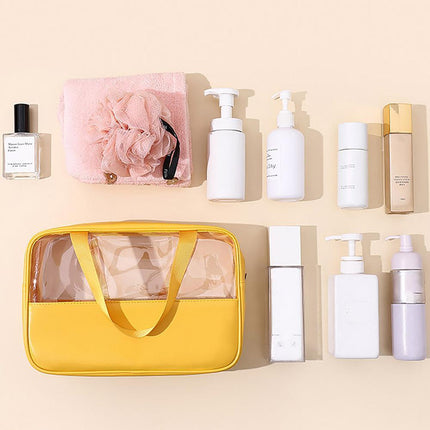 3pcs Large Capacity Waterproof Makeup Bag Set Translucent PU Travel Storage Bag