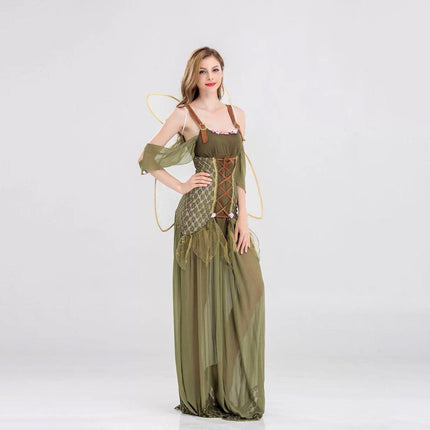 Halloween Green Fairy Princess Costume Flower Dress Up Outfit for Girls