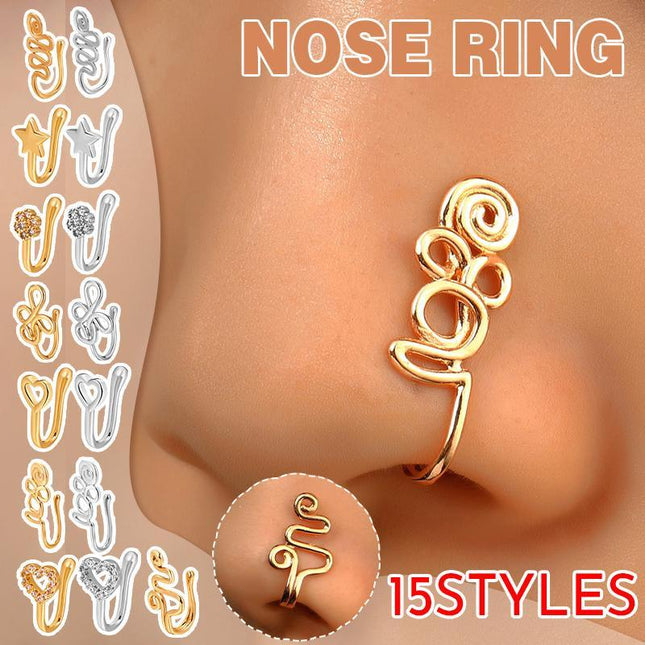 Ladies Fashion Clip-On Fake Nose Ring Cuff Non-Piercing African Style Nose Cuff - Aimall