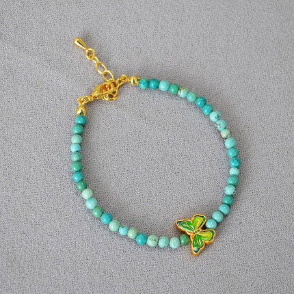 New Chinese Turquoise Butterfly Beaded Necklace and Bracelet Set Women