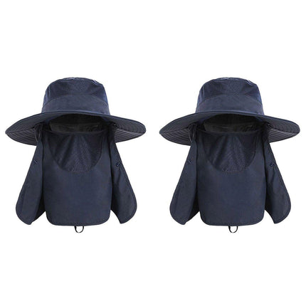 2PCS Outdoor Fisherman Hat Men Women Sun Protection Fishing Cap Bucket Hat